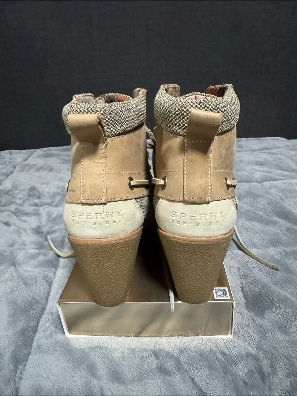 Sperry Tan Leather Moc-Toe Wedge Boots